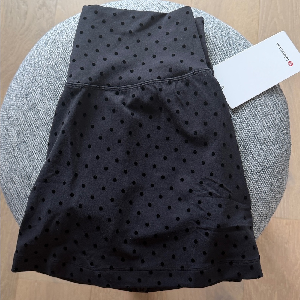 LULULEMON Align High-Rise Skirt Flocked Polka Flock Black Sz 8 NEW